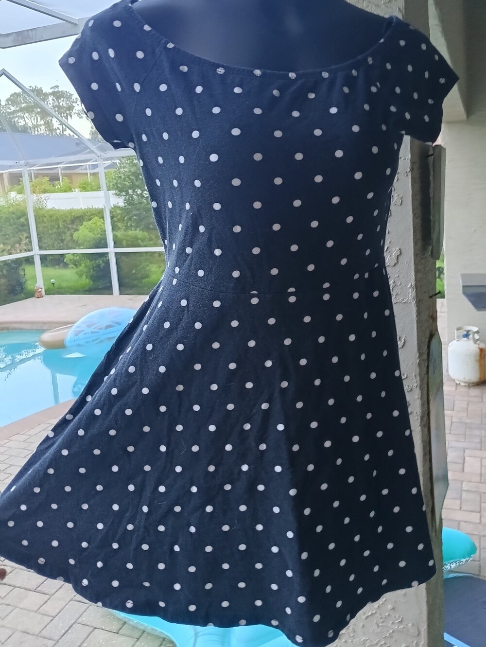 Polka Dot Cap Sleeve Fit And Flare Dress